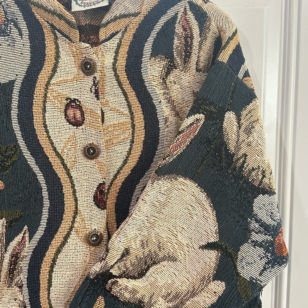 Floral and Rabbit Patterned Cardigan - Picture 3 of 5